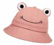 Kapelusz letni Bucket Hat przeciwsłoneczny dziewczęcy różowy żabka