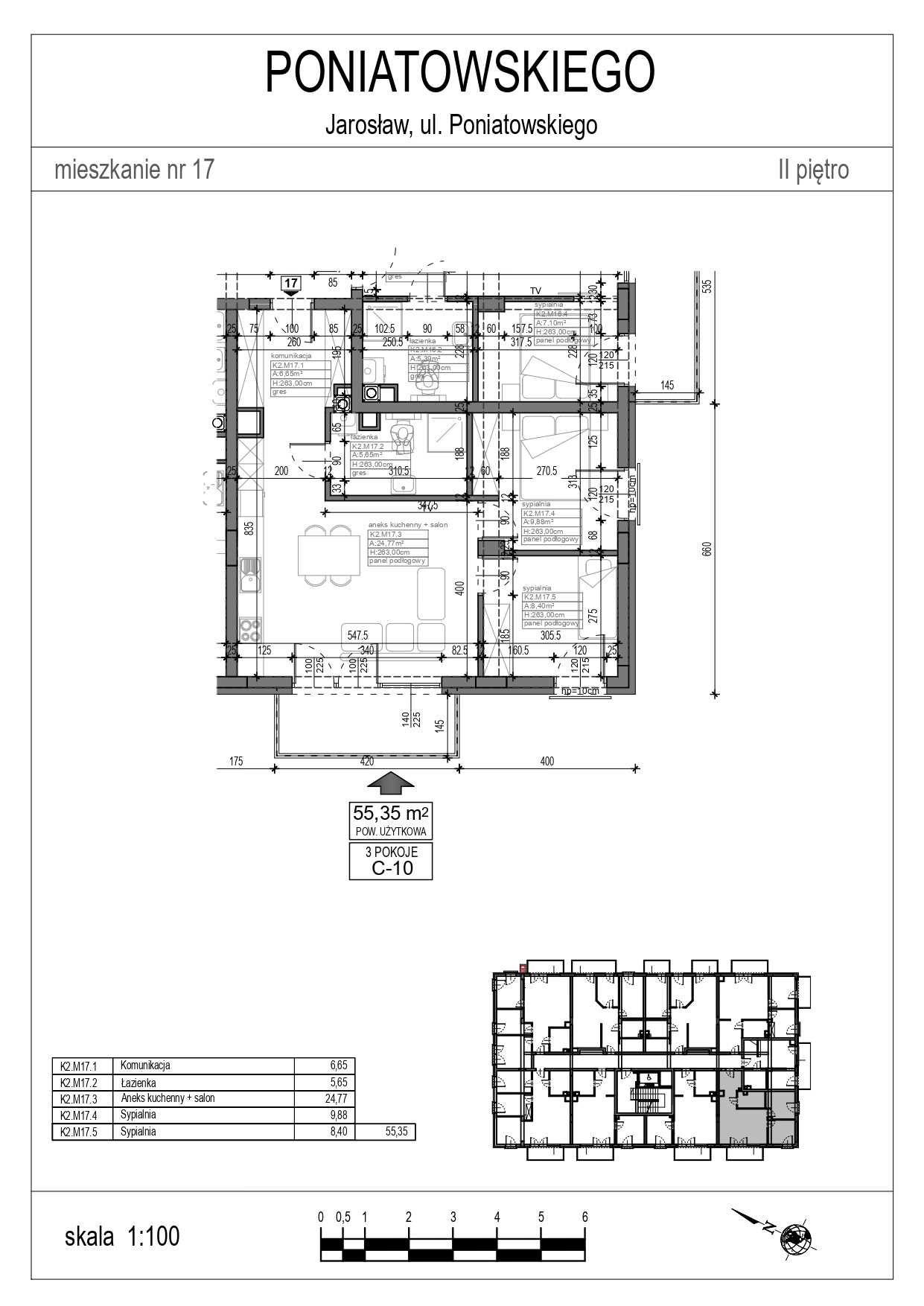 Mieszkanie 55,35 M17 Apartamenty Poniatowskiego Jarosław centrum