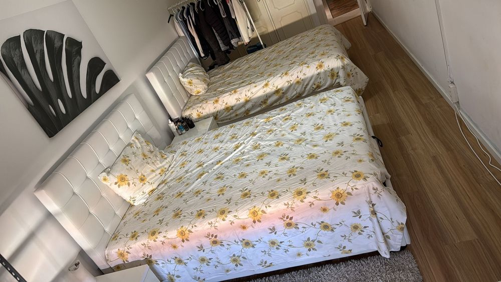 Cama de Casal com Cabeceira Branca + Colchão — Aproveite!