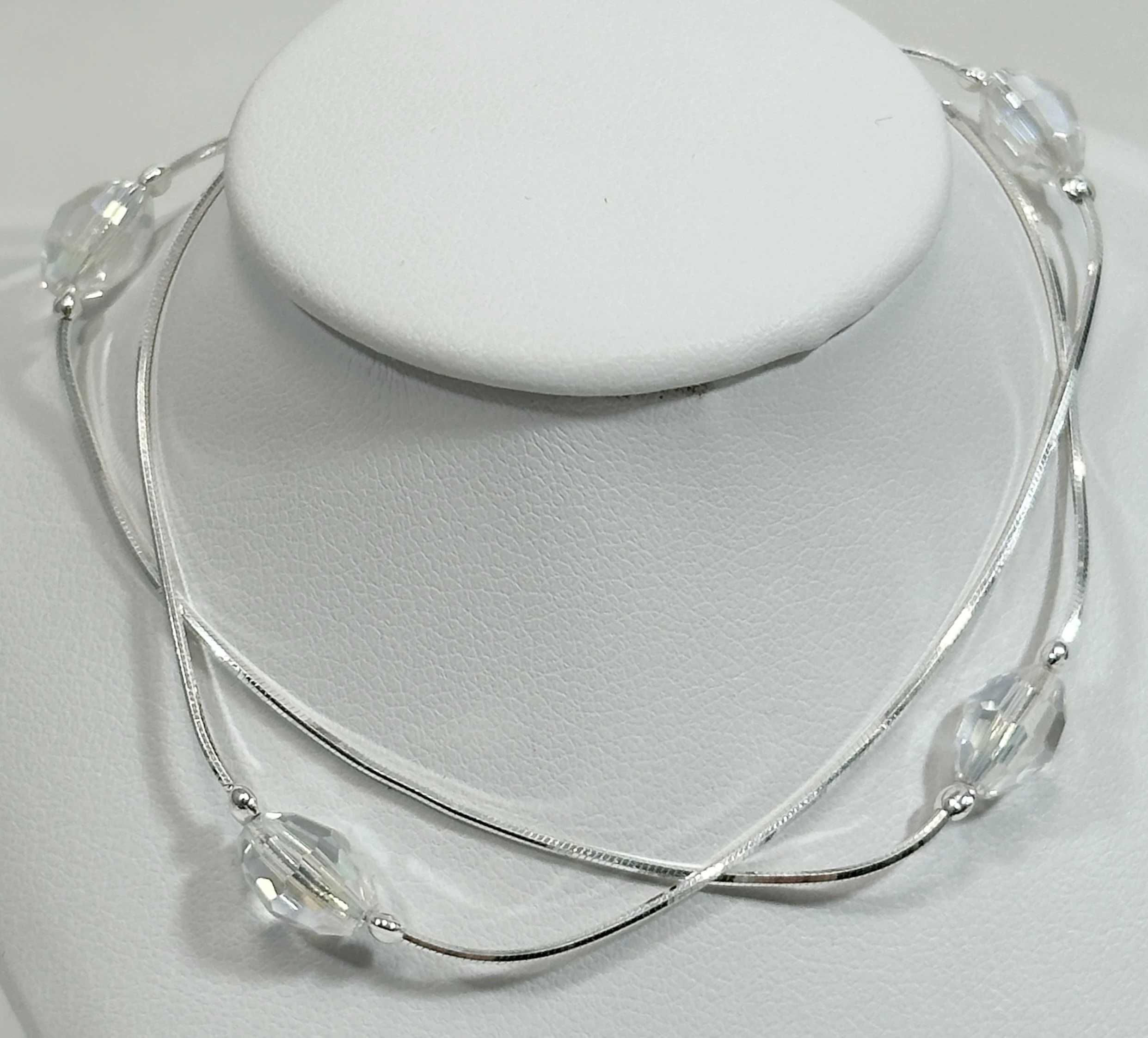 Delikatna srebrna damska bransoletka z kryształkami 3,6G 925