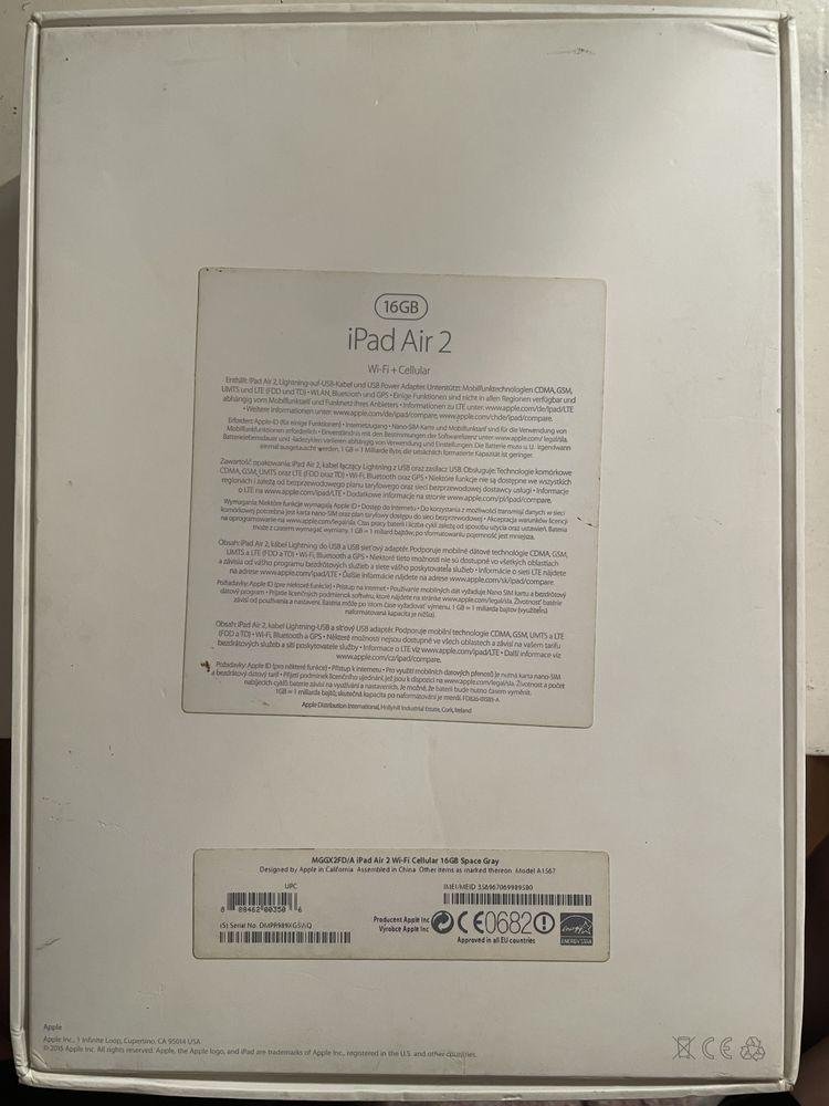 IPad 2 Air Retina Wi-Fi Cellular 16GB Space Gray na części