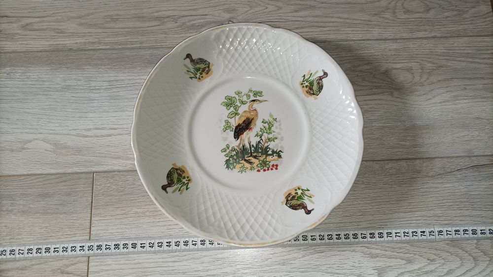 Блюдо большое Цапля. Коростень. 1 - сорт.