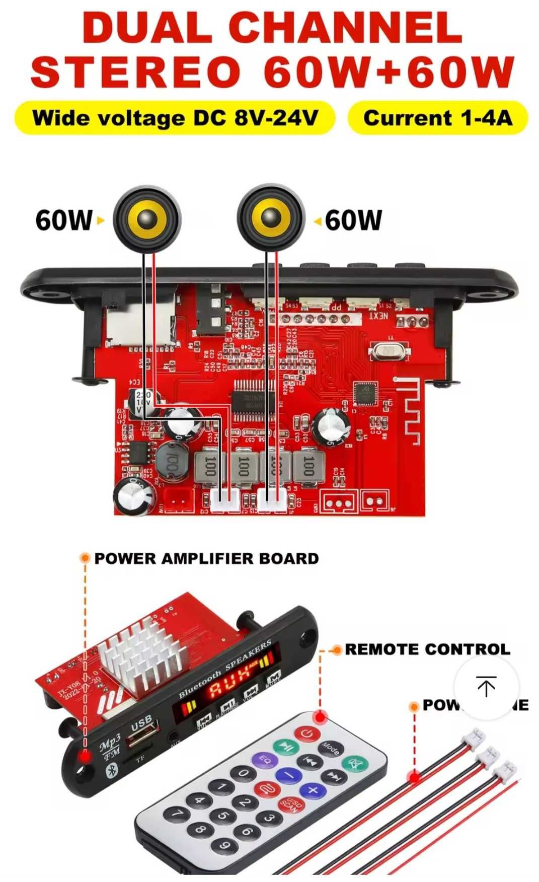 Bluetooth USB Fm радіо 3w -120w/3.7v -18v _MP3 модуль