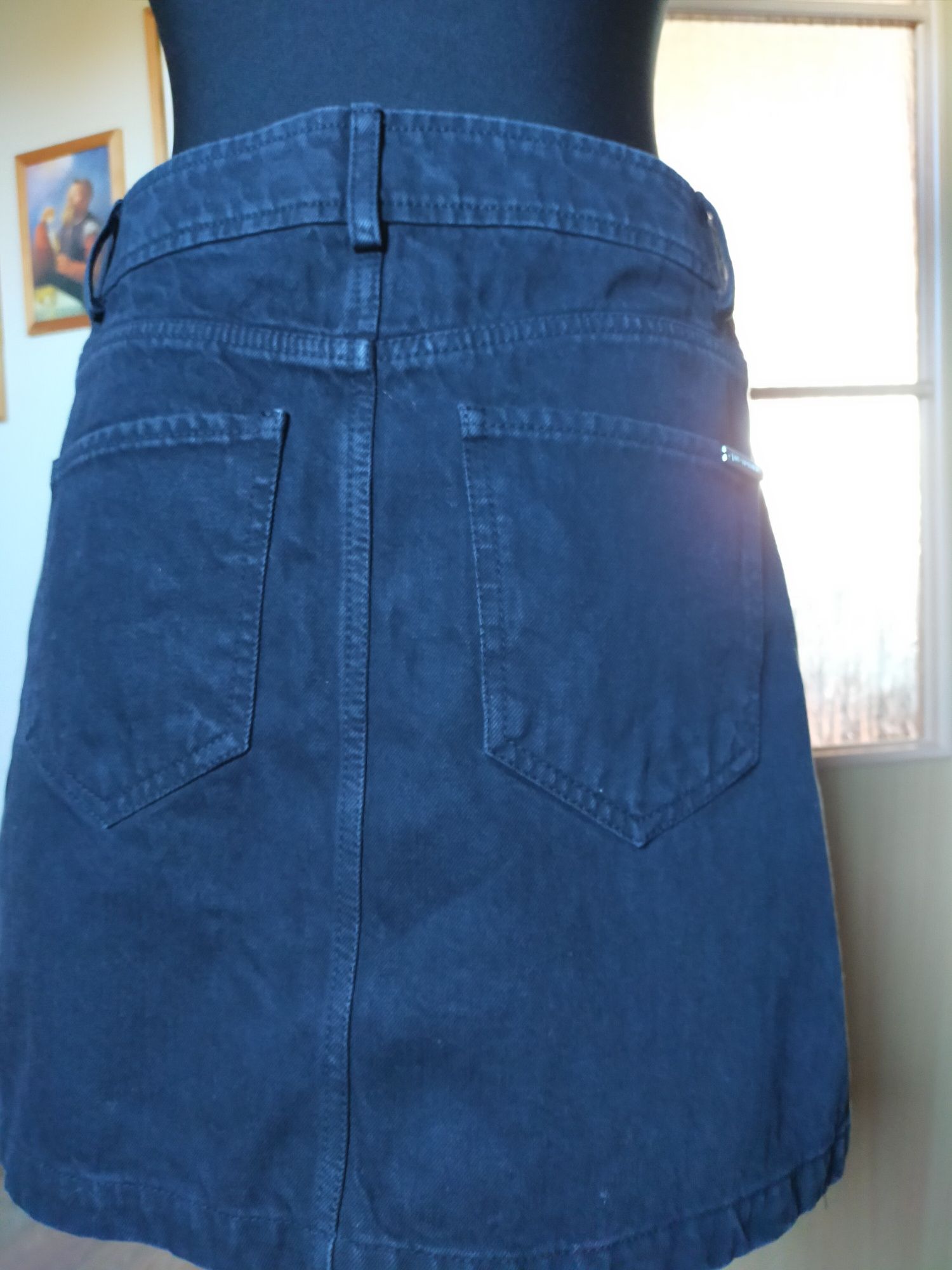 Spódnica jeansowa jeans czarna guziki Jane Norman rozmiar 36 S