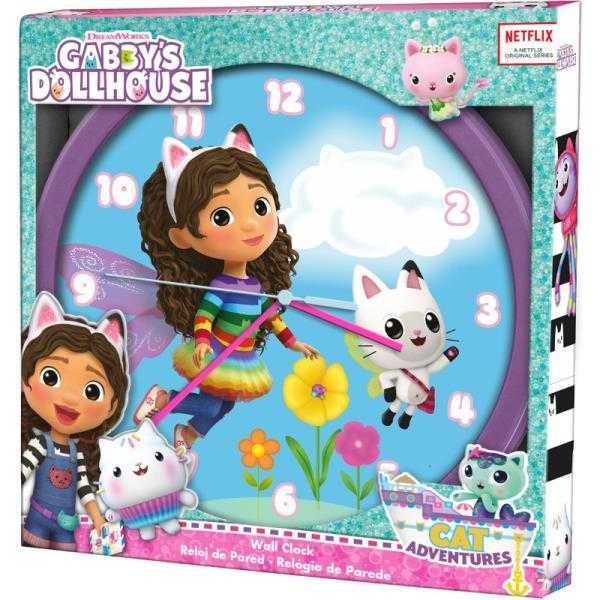 Zegar Ścienny GABBY'S DOLLHOUSE Wall Clock Koci DOMEK GABBY 25CM Nowy