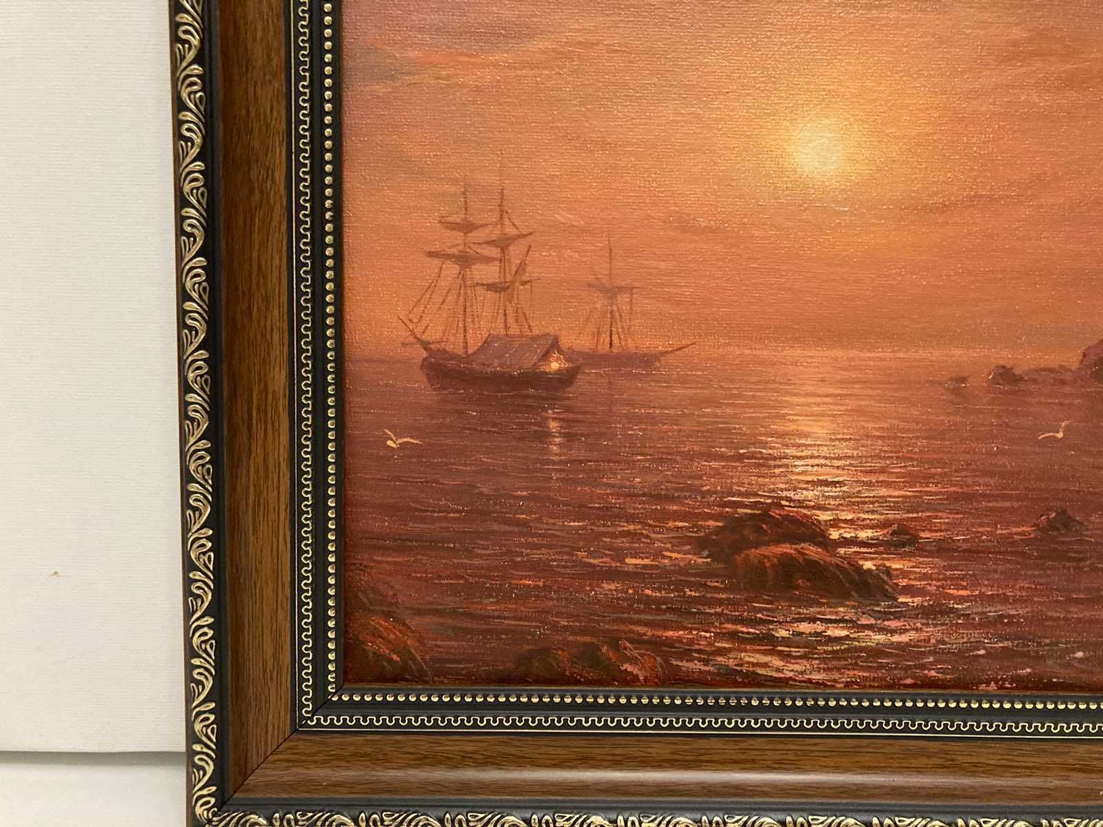 Картина олією на полотні "Захід сонця над морем"