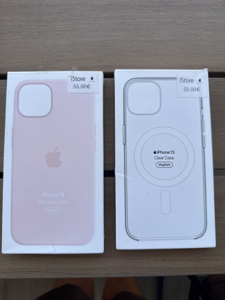 2 Capas iphone 13 transparente e rosa areia