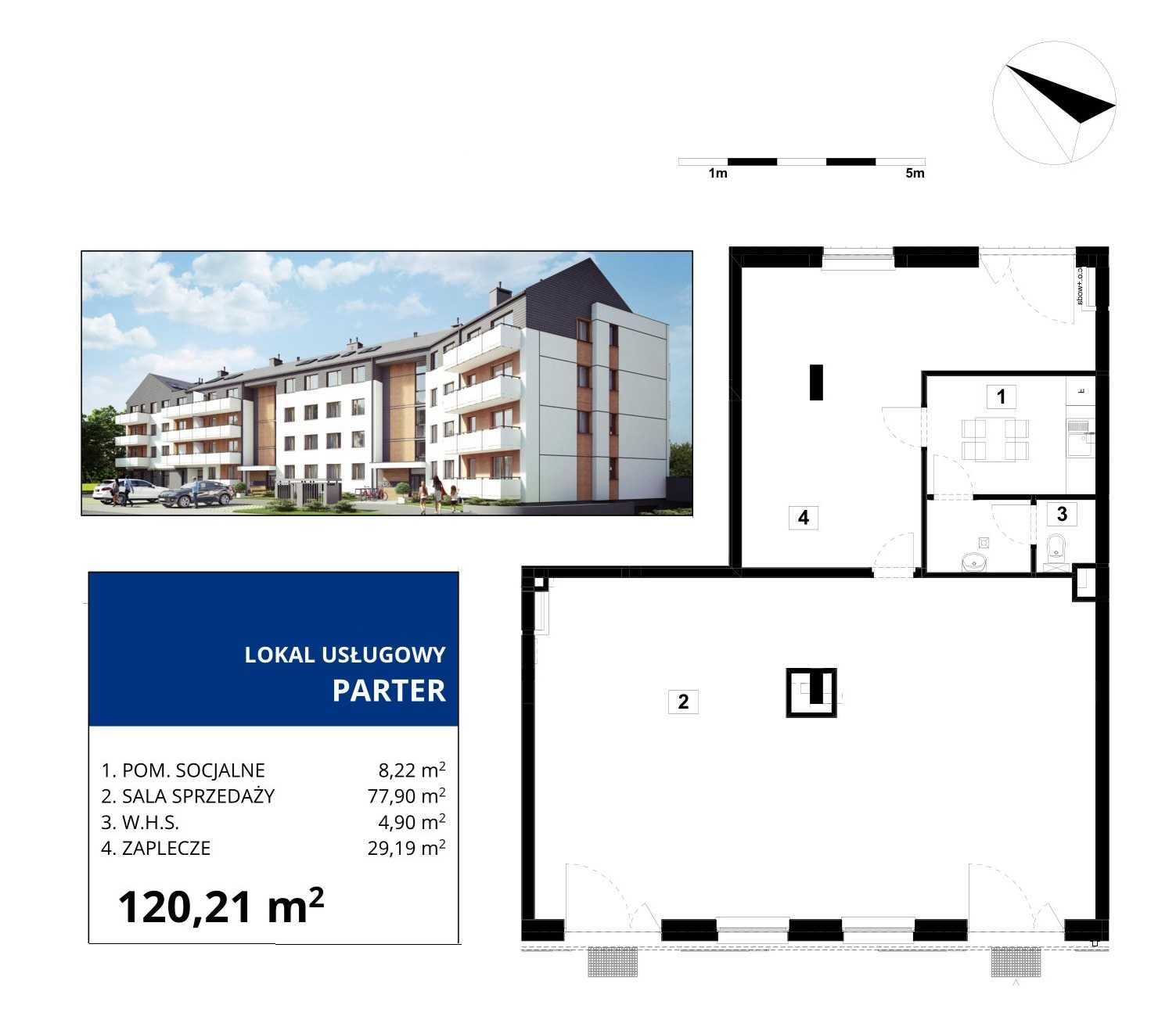 Okazja! Wykończony lokal 120m2 w nowym budynku. Duże witryny.