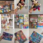 Zestaw gier ukladsnek puzzle klocki nauka zegara potwory do szafy