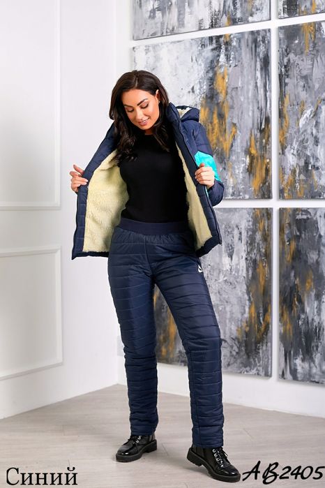 Зимовий жіночий теплий лижний костюм. Батал