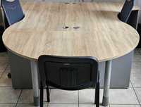 biurko podwójne z półokrągłym stolikiem