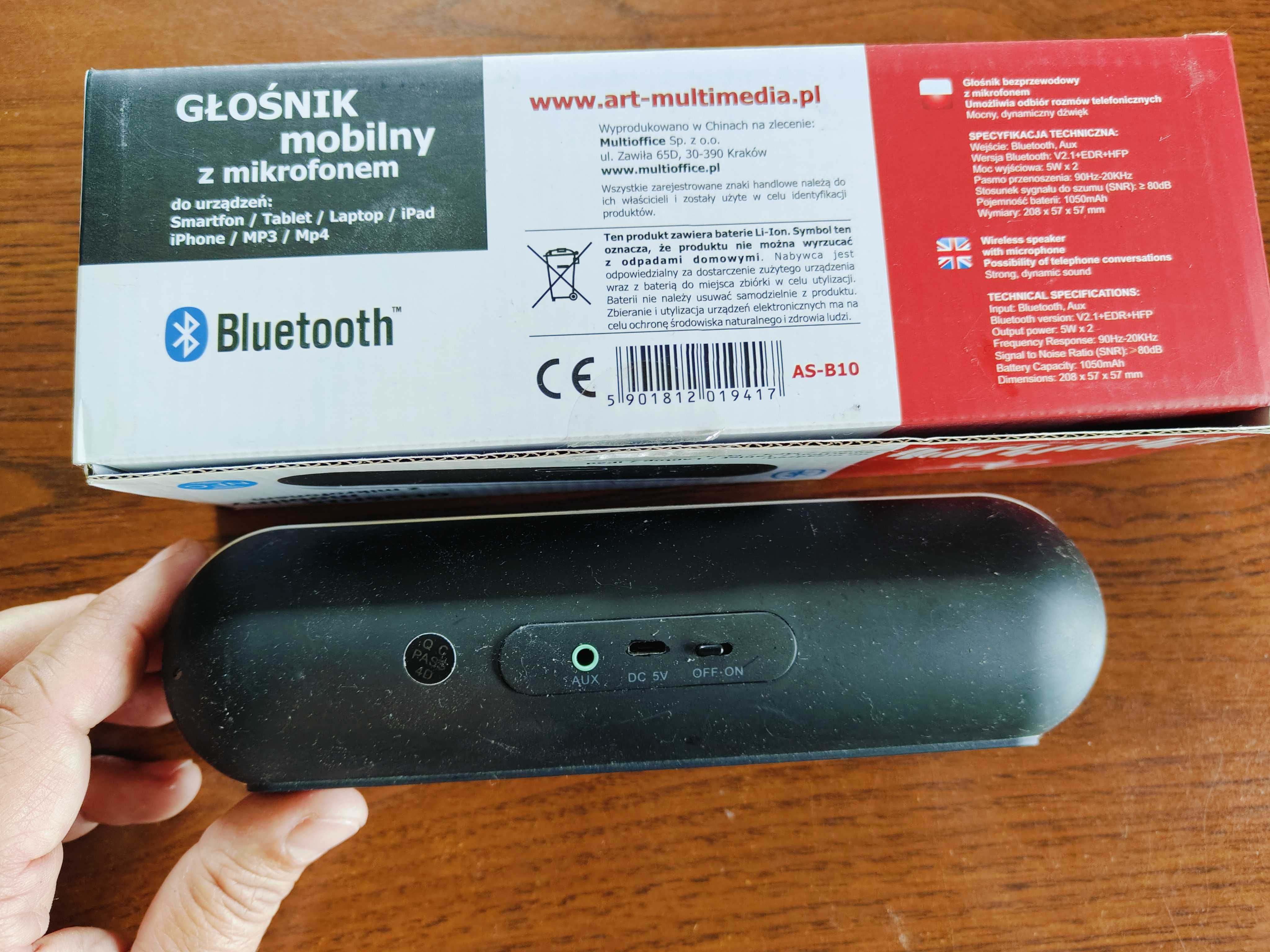 Przenośny głośnik bluetooth NFC z mikrofonem ART AS-B10 10W sprawny
