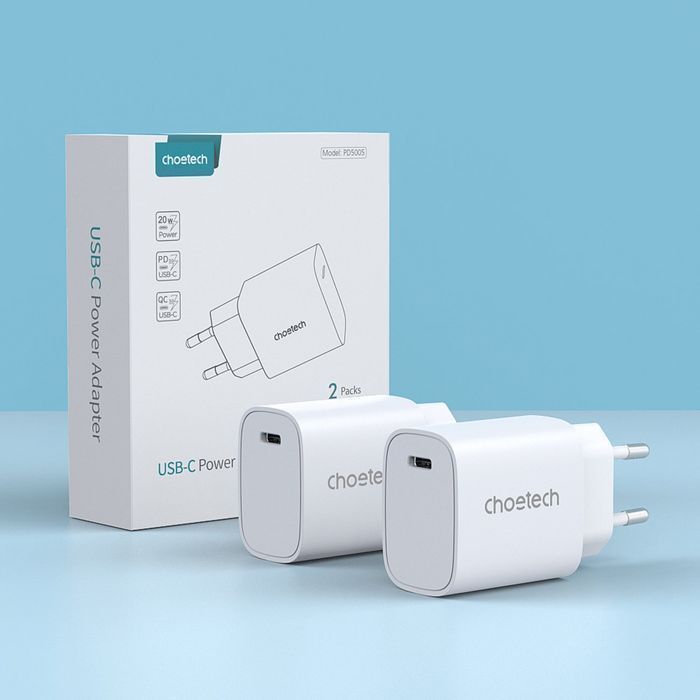 Ładowarka Sieciowa Choetech 20W Power Delivery USB-C x2 - Biały