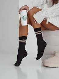 skarpety MILENA WARKOCZ z paskami czarne rozmiar 37-41