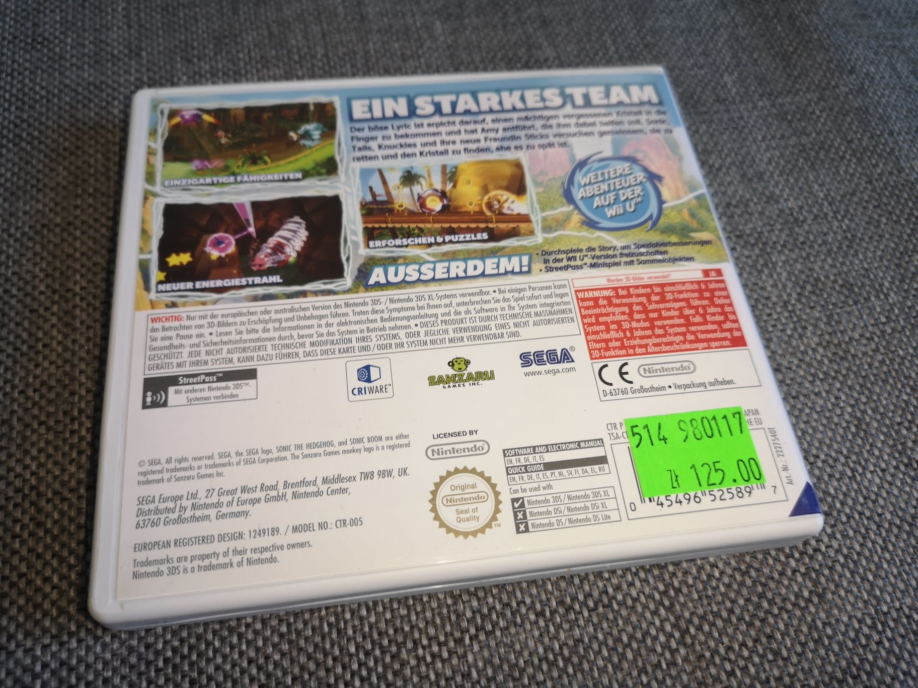 Sonic Boom Shattered Cristal 3DS 2DS Nintendo gra ANG (stan bdb)