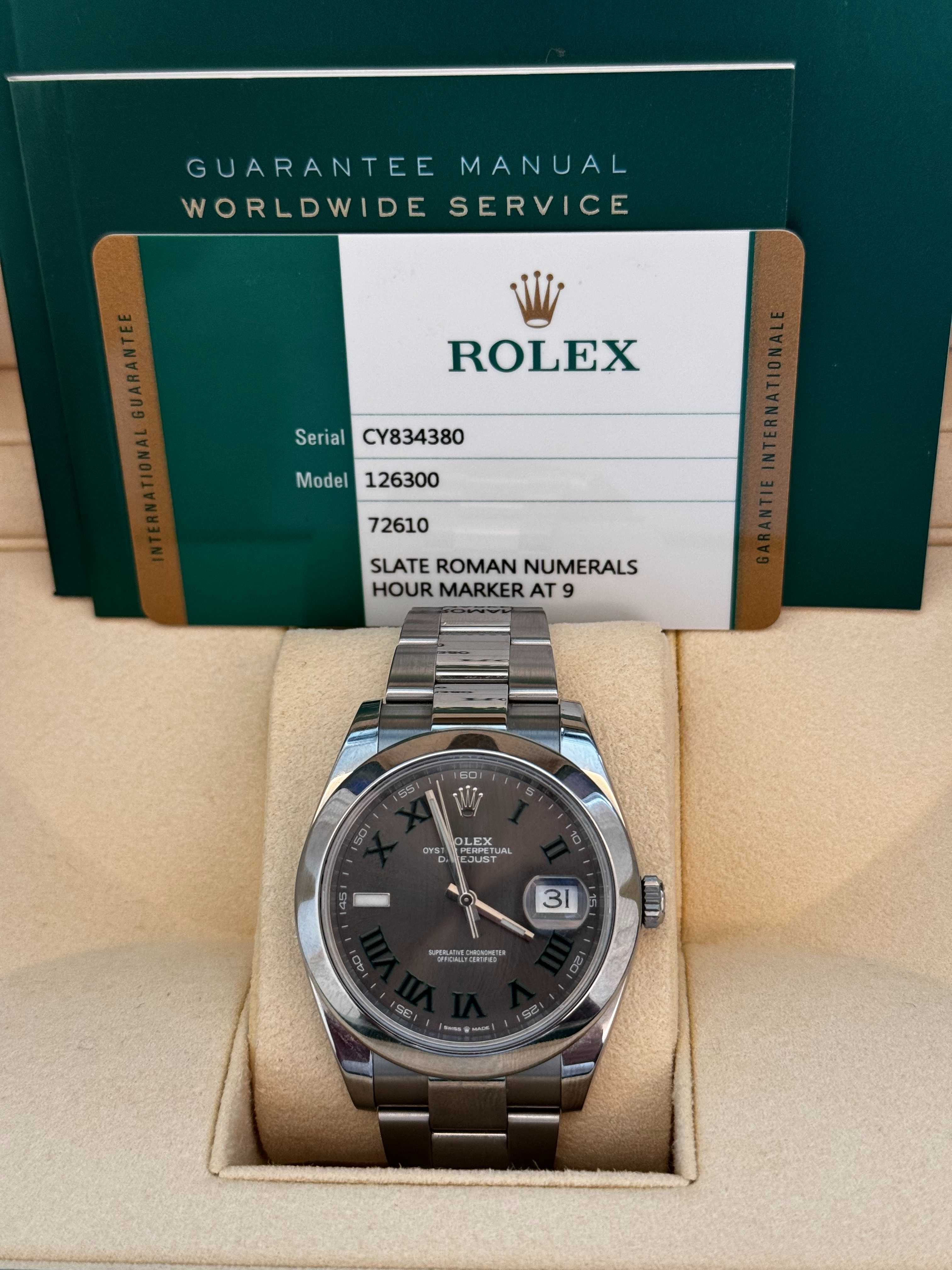 Rolex Data Just 41mm Wimbledon, como novo: Caixa, manual, garantia.