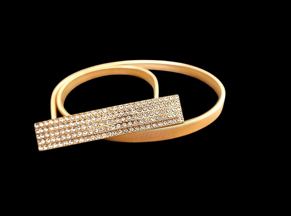 PASEK damski sprężynka ELASTYCZNY  do sukienki złoty