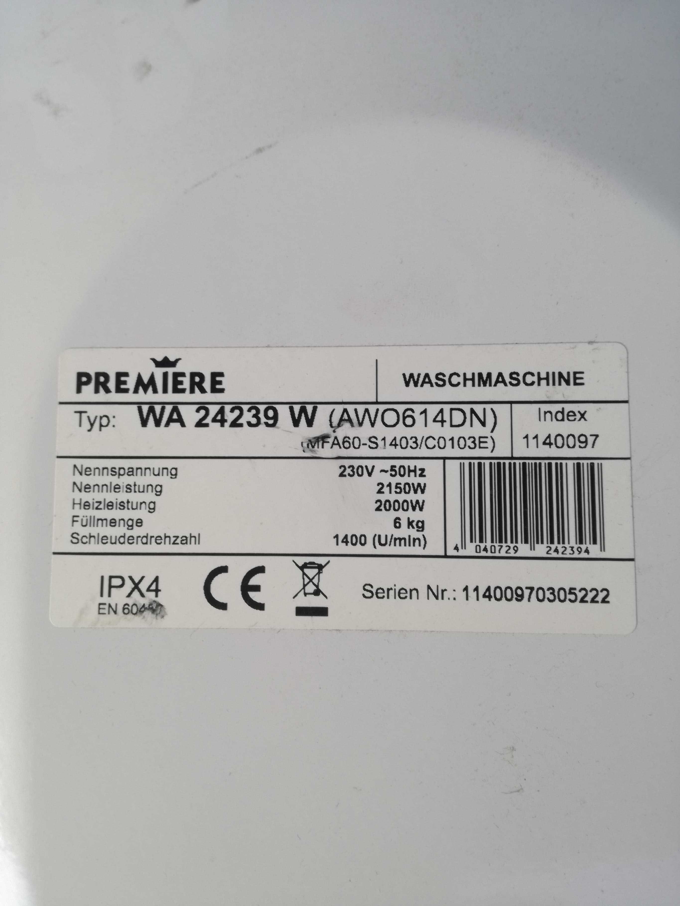 Fartuch do pralki PREMIERE - WA 24239 W (AWO614DN)