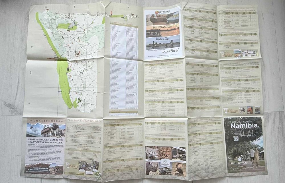 NOWA mapa Namibia Botswana 2025 rok hotele camps atrakcje