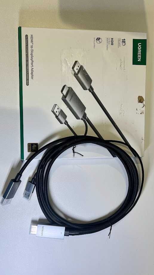 UGREEN aktywny adapter HDMI→DisplayPort 4K-60 USB‑powered