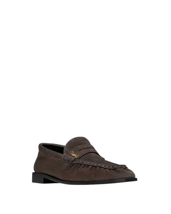 Лофери Saint Laurent Le Loafer Supple in Suede Dark Chocolate