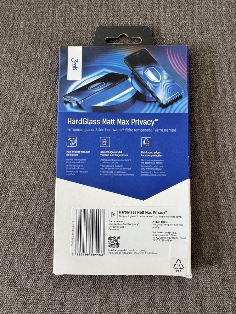 Matowe szkło hartowane 3mk na Apple iPhone 15 Pro Max