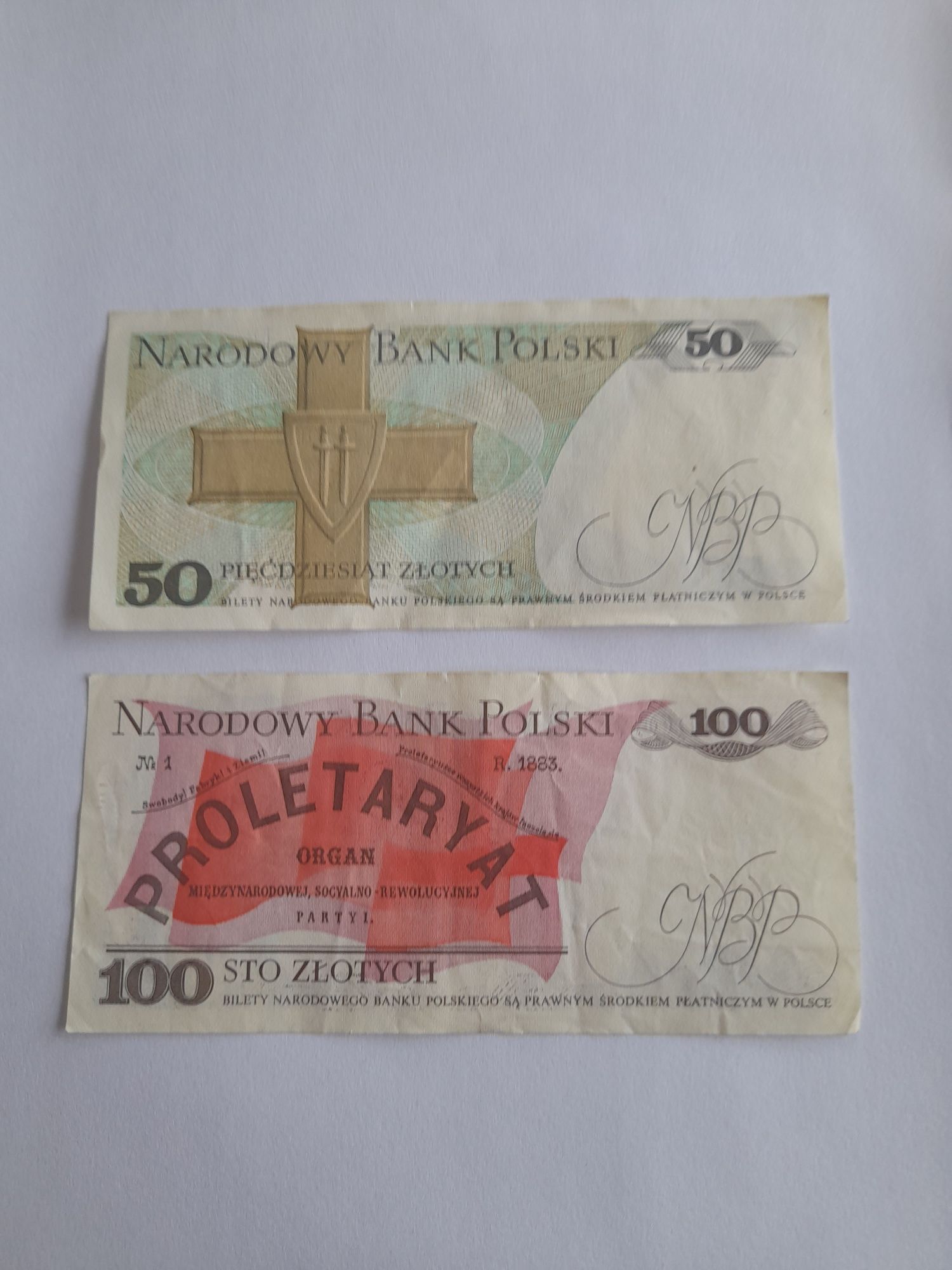 Banknoty PRL 100 zł, 50 zł 1988rok