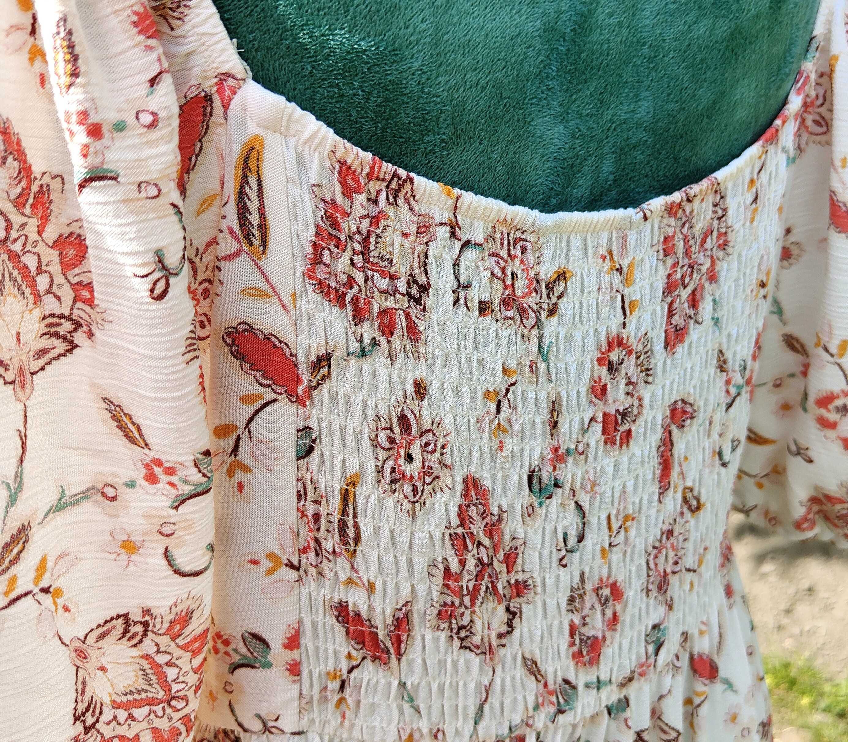 Długa sukienka maxi F&F 48 4XL boho bohemian wiskoza wzór orient