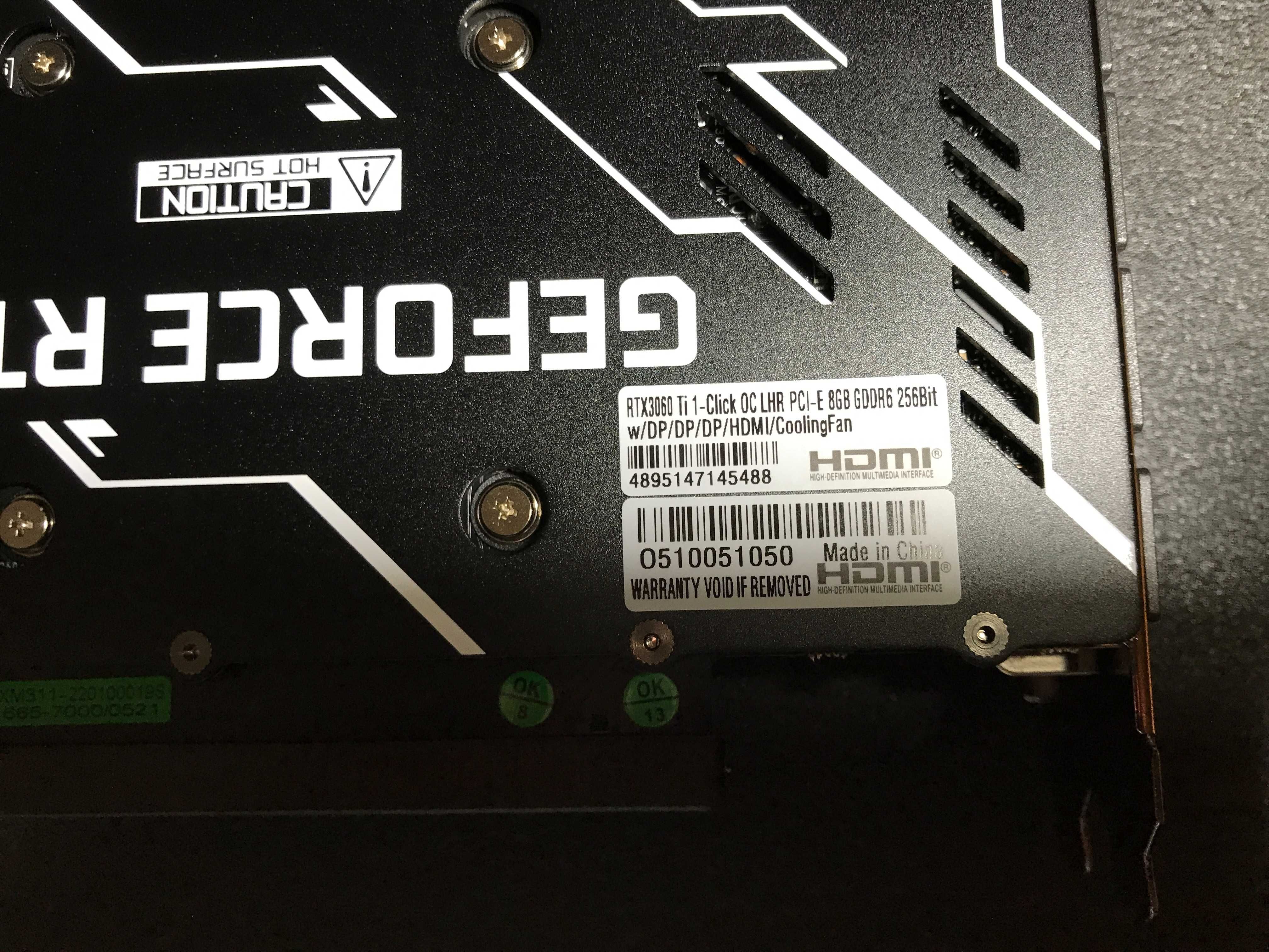 KFA2 RTX 3060 Ti (1-Click OC) LHR