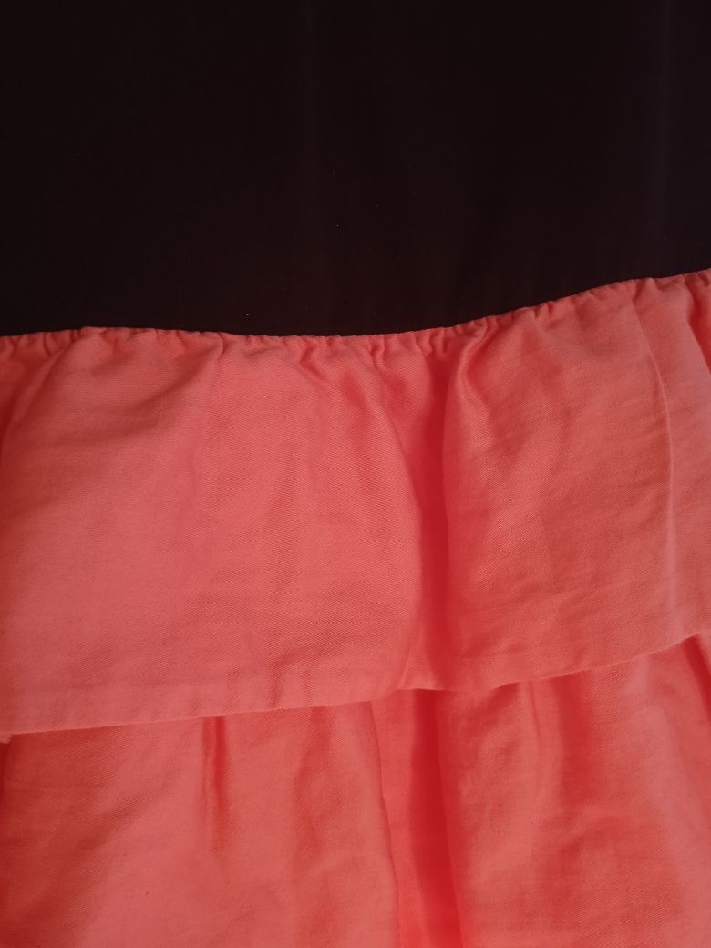 H&M Rozkloszowana Sukienka 36 Koralowa Wesele Impreza Falbany Czarna