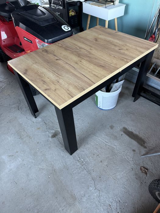Stół rozkladany 80x120/160 Loft czarny blad dąb craft blat salon