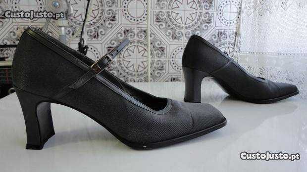 Sapatos de senhora em pele/seda cinza Myferlay New