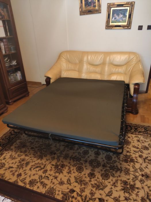 Skórzany zestaw wypoczynkowy, kanapa + 2 fotele