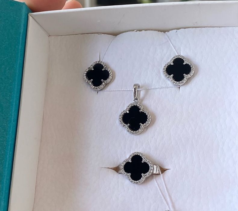 Срібні сережки комплект Ван Кліф Van Cleef срібло 925 проби