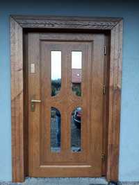 Drewniane drzwi zewnętrzne, wejściowe do domu, dowóz GRATIS