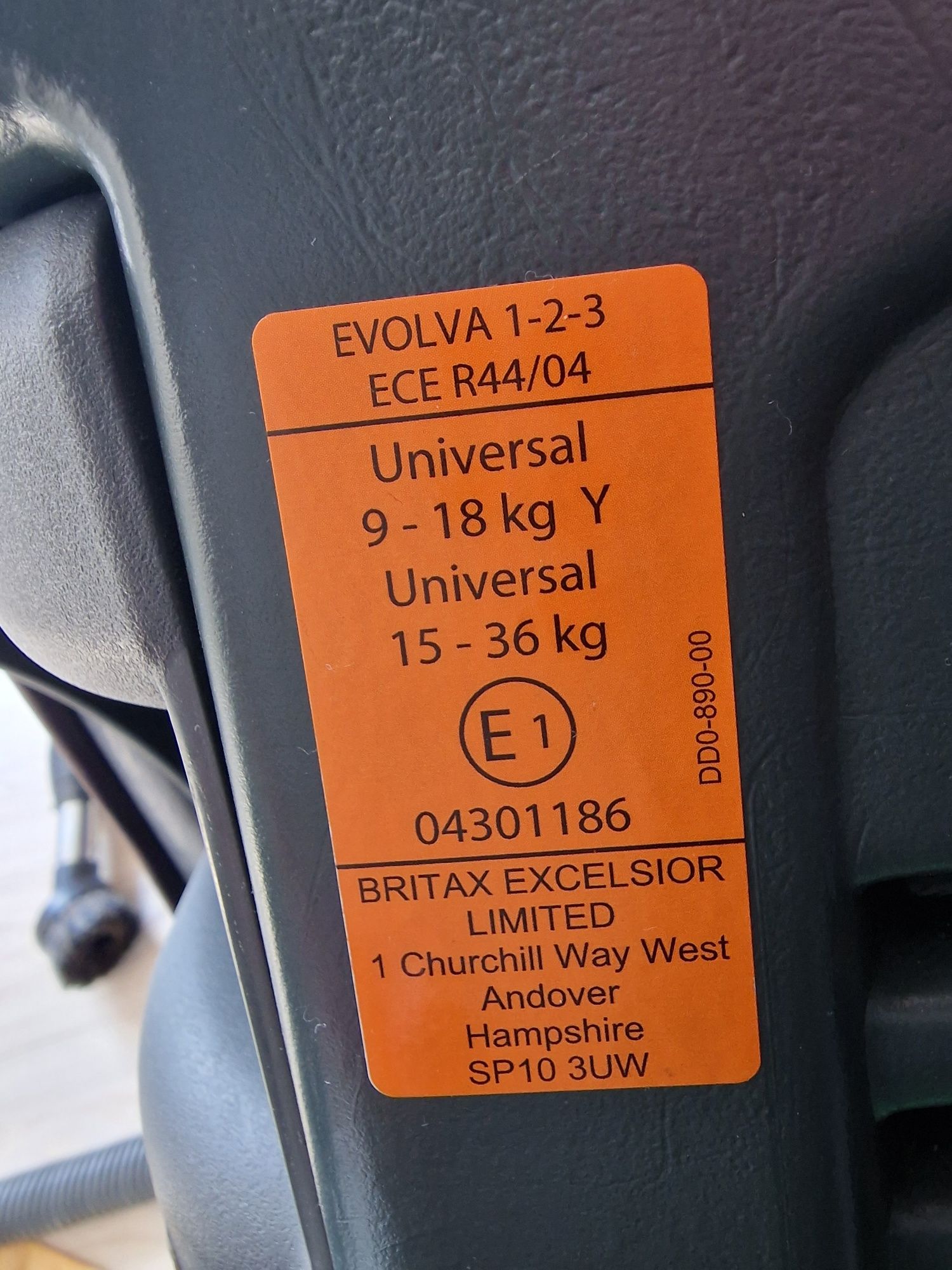 Fotelik samochodowy Romer Britax Evolva 9-36 kg