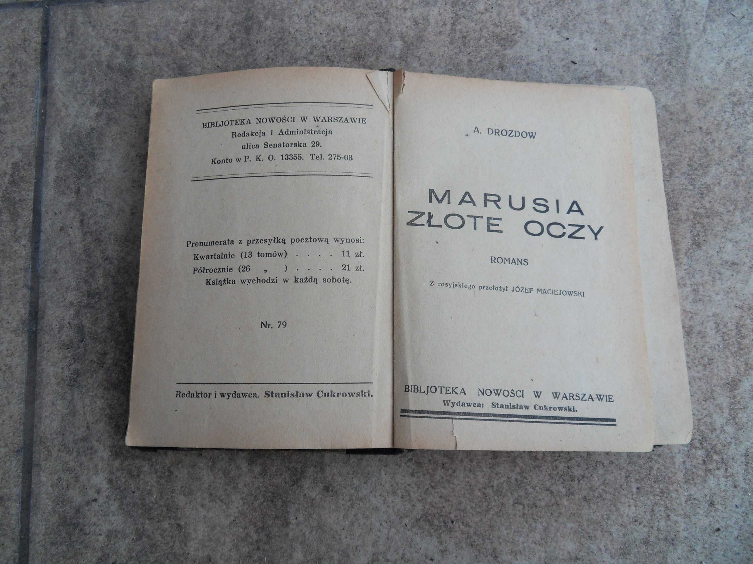 Marusia złote oczy Drozdow wydanie ok. 1925 roku