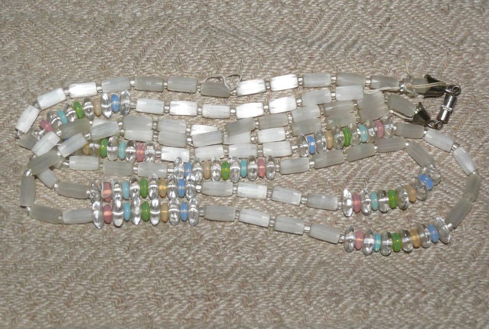 Бусы Сатиновое Стекло. Старинные Двухрядные. Нежные Тона