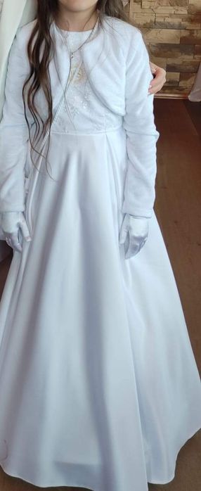 Sukienka komunijna+bolerko+wianek+torebka+rekawiczki