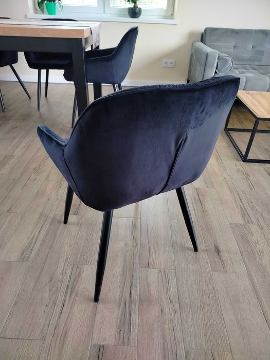 Fotel Krzesło do jadalni Dankor Design Velve welur czarny 6 szt.