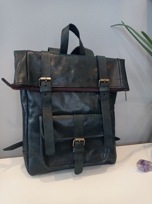 Piękny, duży i solidny plecak ze skóry naturalnej. Hand made!!