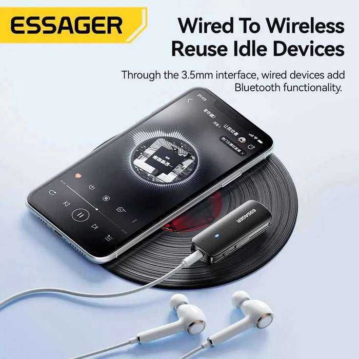 Адаптер для навушників Essager  Bluetooth 5.3 FM передавач модулятор