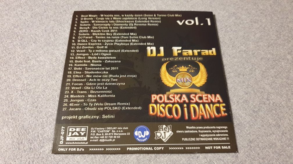 DJ Farad - Polska Scena Disco i Dance Vol. 1 - Promo CD - Mint UNIKAT