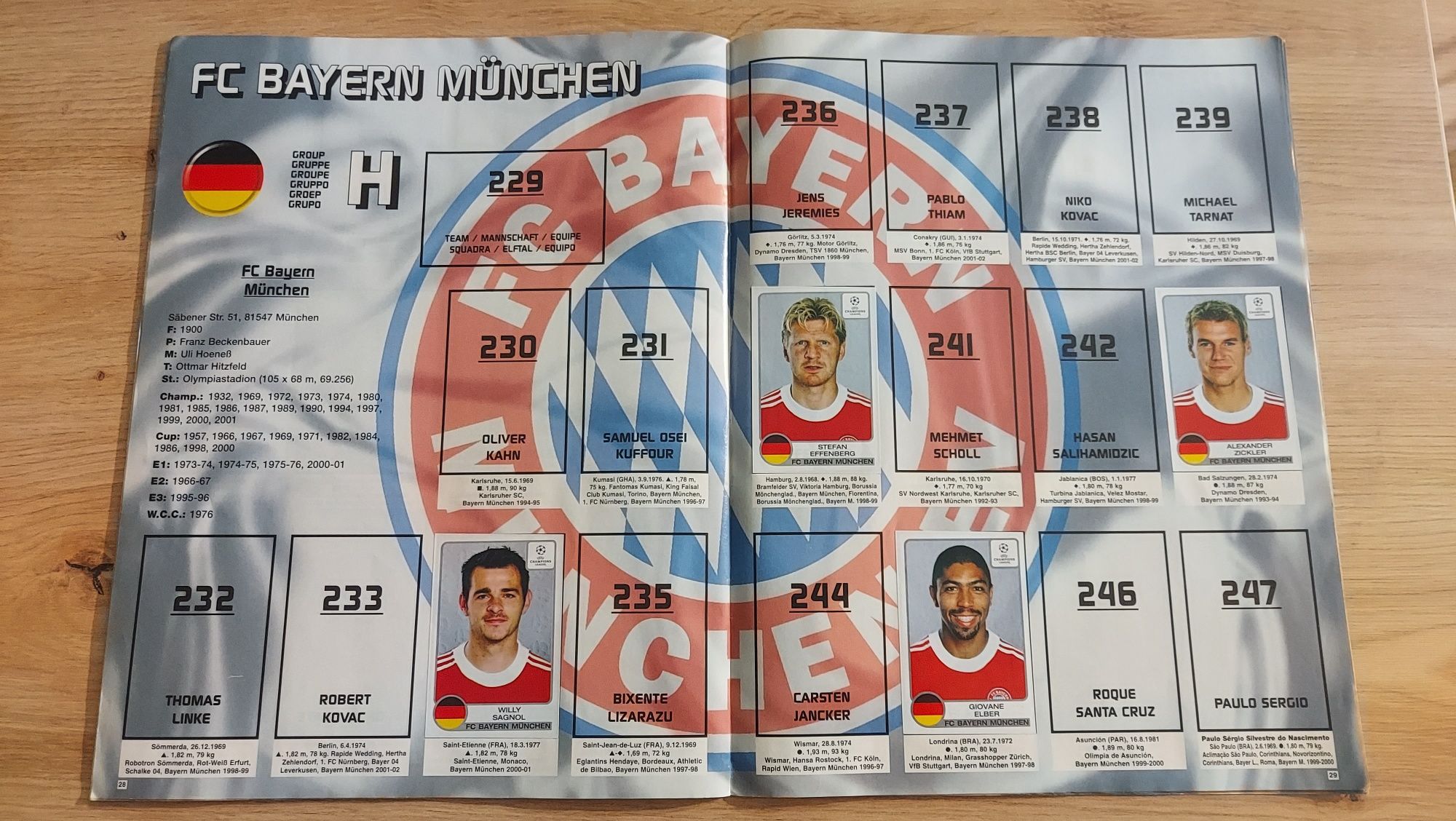 Champions League 2001/2002 album naklejki liga mistrzów panini