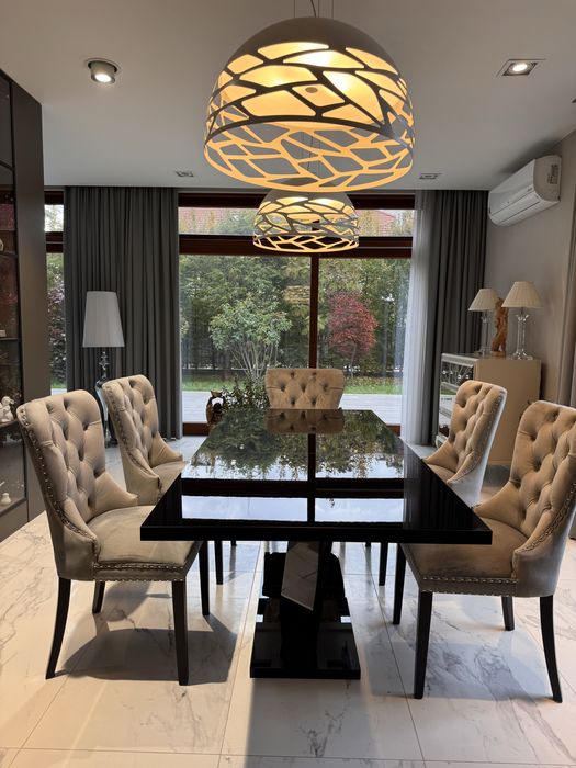 Stół Art Deco czarny lakier PREMIUM 200-240 cm dl x 90 cm szer