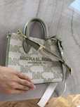 Michael Kors Mirella Small Logo Jacquard Crossbody Bag Light Sage