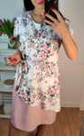 Sukienka plus size damska 44,46 kwiatki pastelowa 48,50 wyszczuplająca