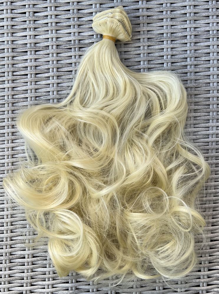 Premium Ultra włosy doczepiane, jasny blond, loki, clip in