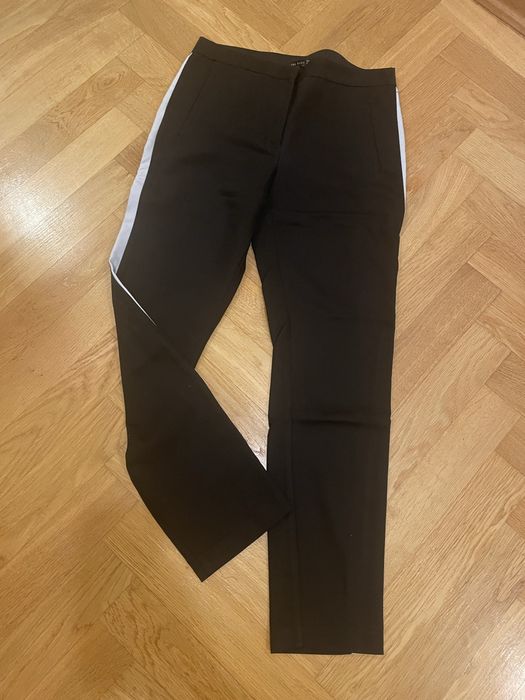 Spodnie Zara z lampasem czarne M 38 chinos
