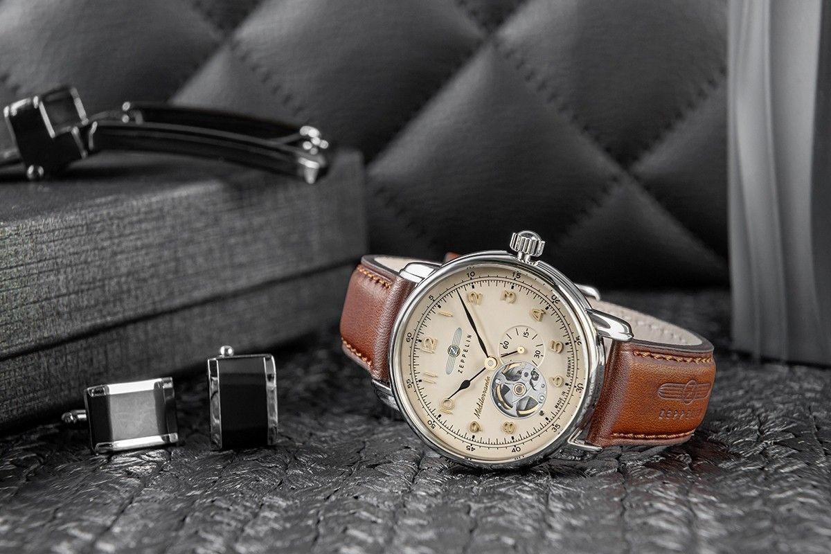 zegarek męski zeppelin mediterranee open heart automatic 9666-5 + box